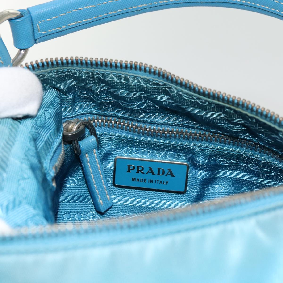 Prada Blue Nylon Handbag