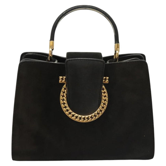 Salvatore Ferragamo Black Suede Gancini