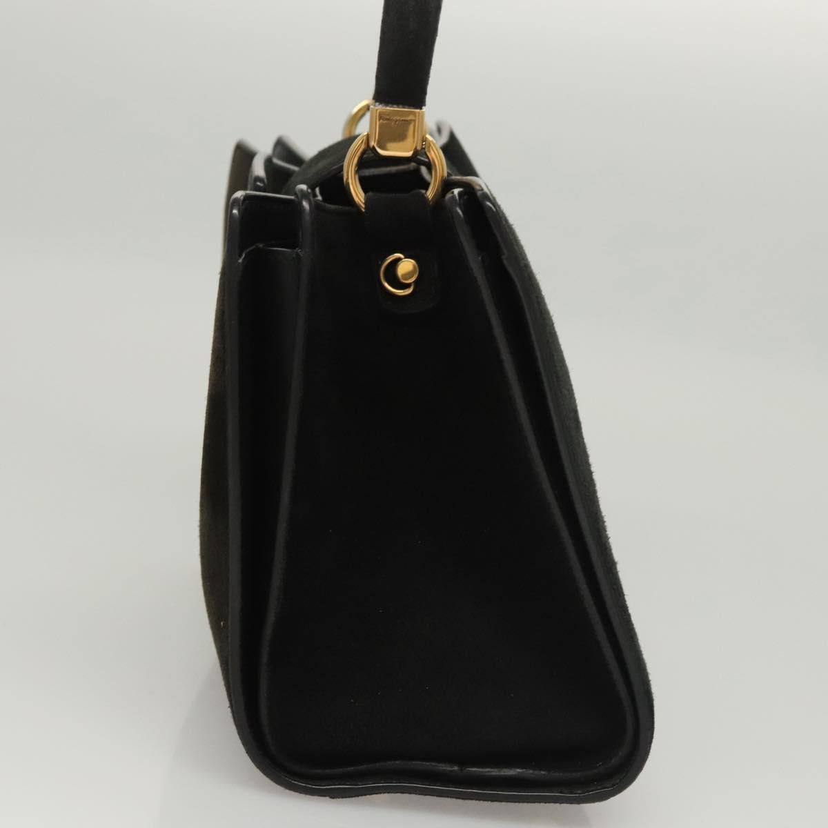 Salvatore Ferragamo Black Suede Gancini