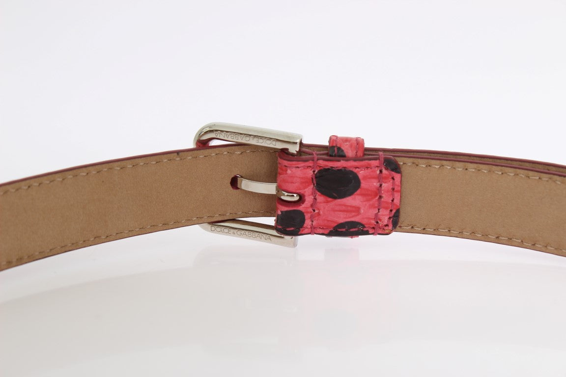 Dolce & Gabbana Polka Dot Snakeskin Belt With Silver Buckle