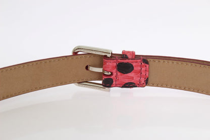 Dolce & Gabbana Polka Dot Snakeskin Belt With Silver Buckle