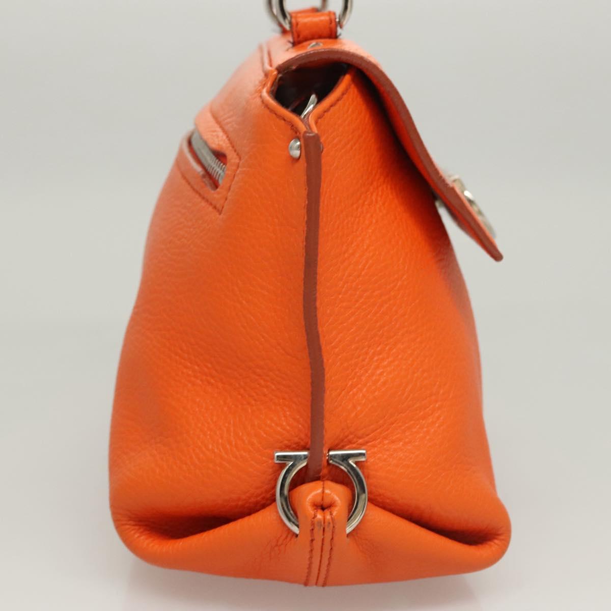 Salvatore Ferragamo Orange Leather Gancini