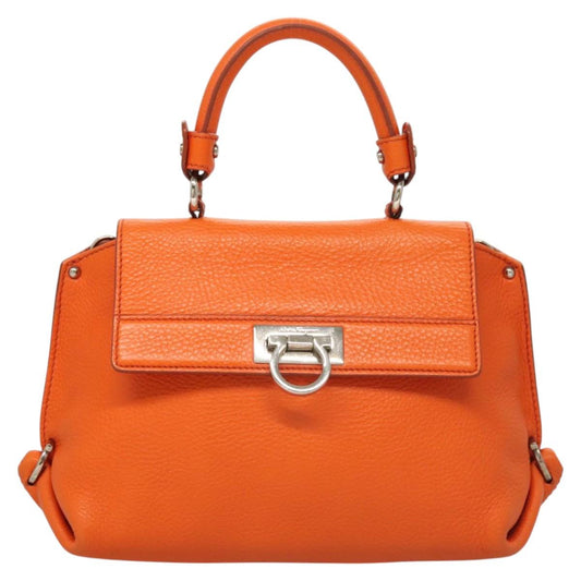 Salvatore Ferragamo Orange Leather Gancini