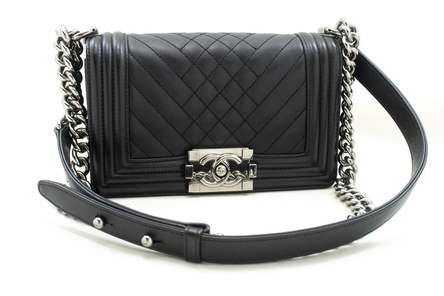 Chanel Black Leather Boy