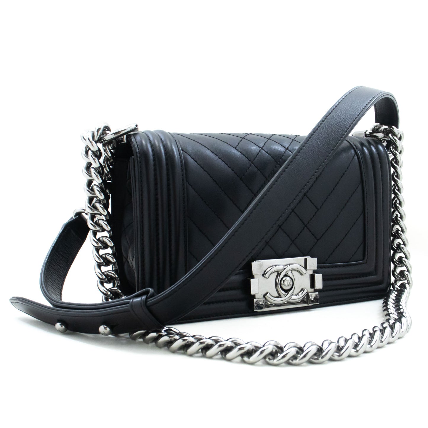 Chanel Black Leather Boy