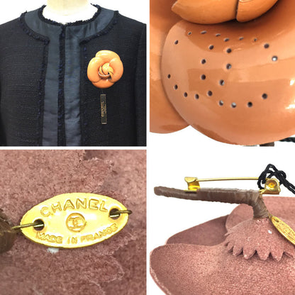 Chanel Brown Leather Camellia
