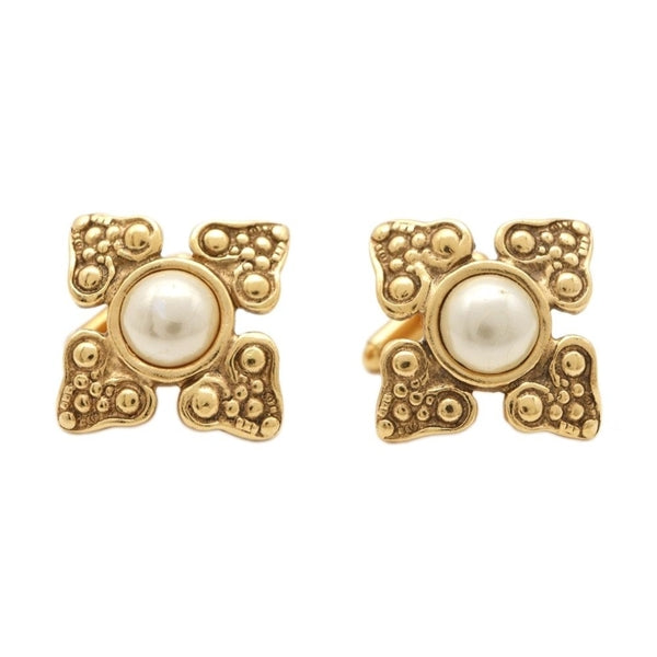 Chanel Brown Gold Plated Coco Mark
