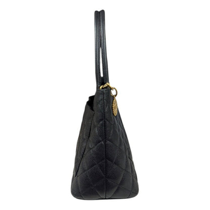 Chanel Black Leather Medaillon