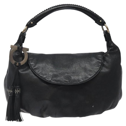 Salvatore Ferragamo Black Leather Gancini