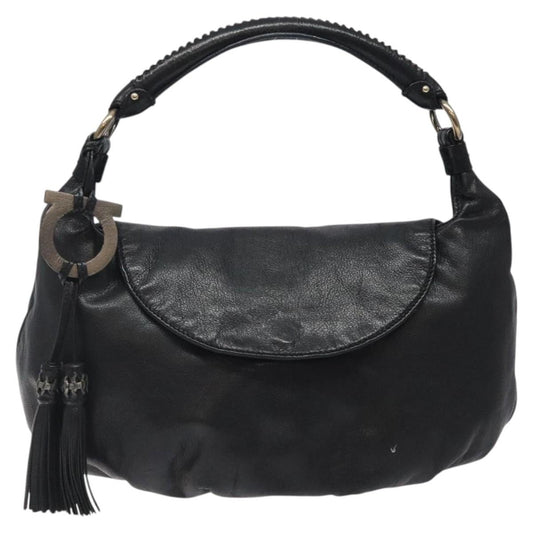 Salvatore Ferragamo Black Leather Gancini