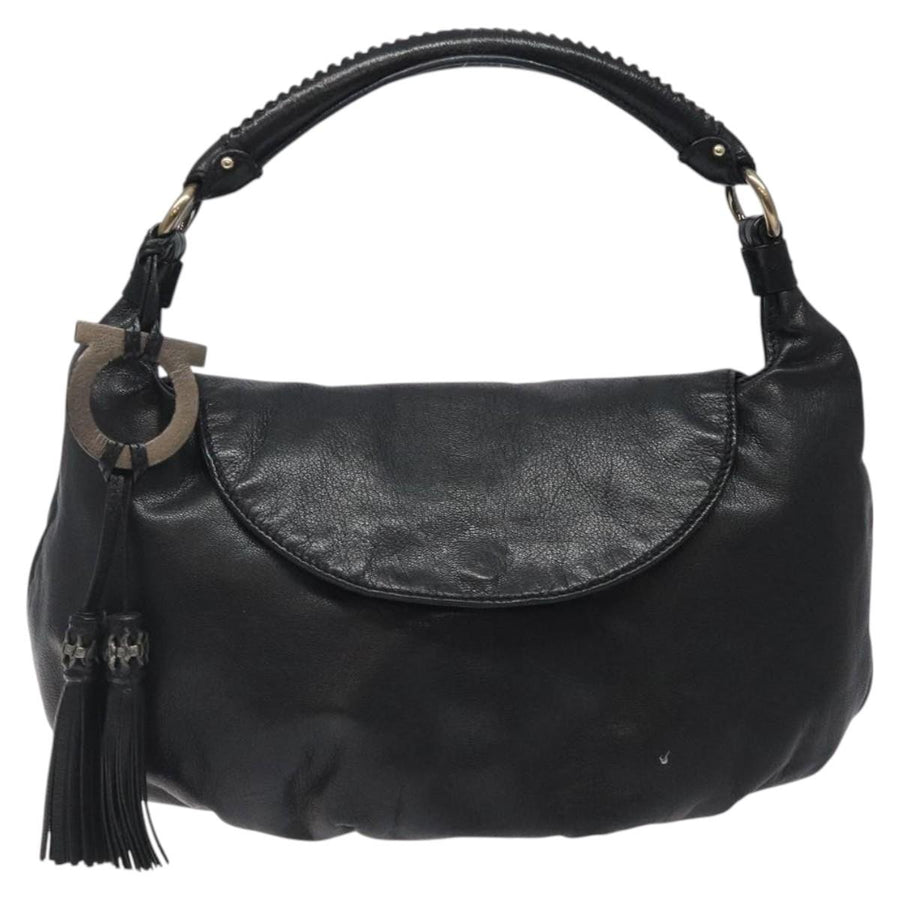 Salvatore Ferragamo Black Leather Gancini