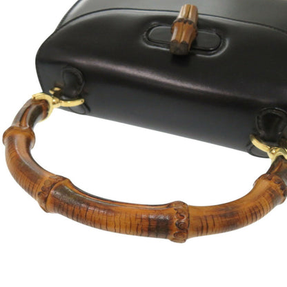 Gucci Black Leather Bamboo