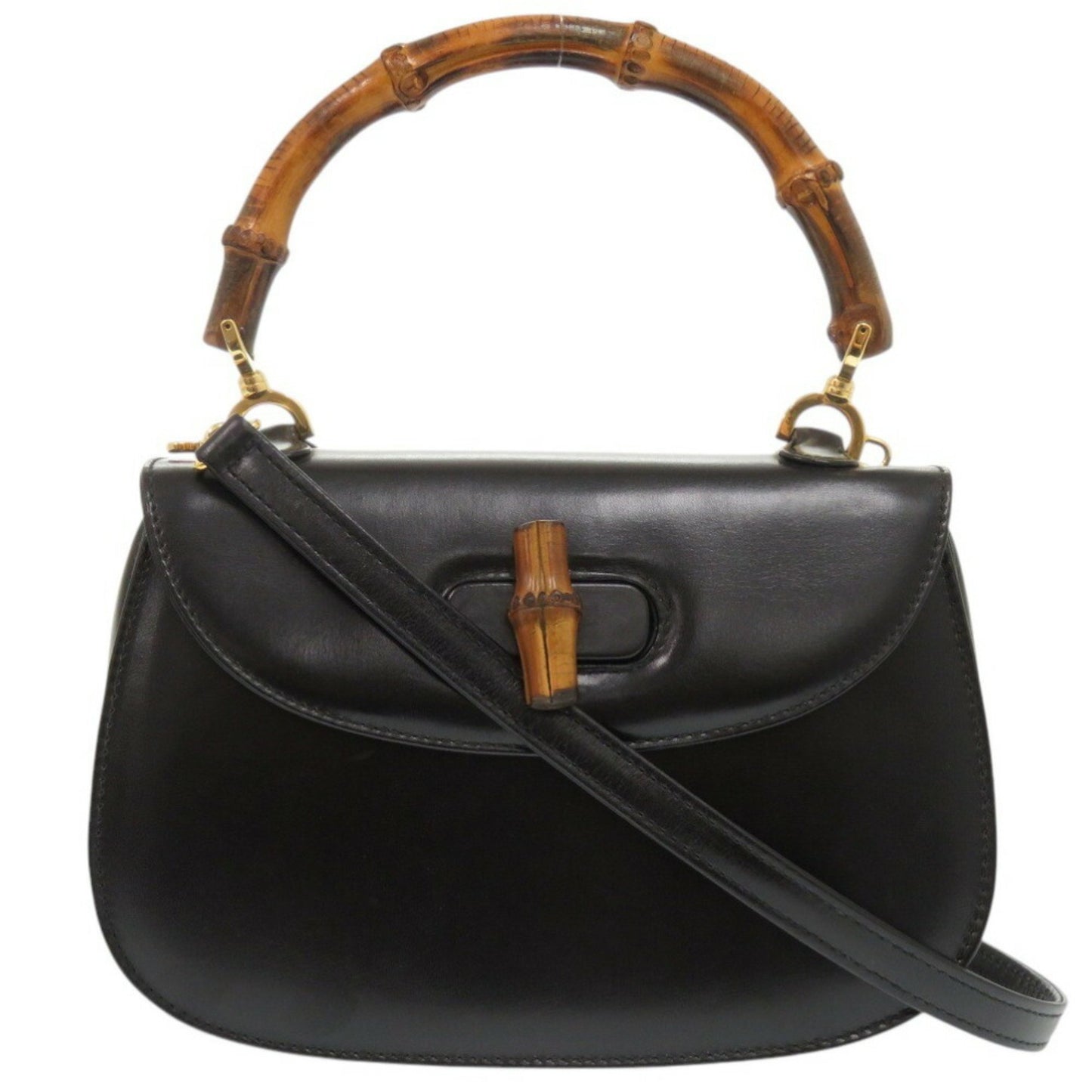 Gucci Black Leather Bamboo