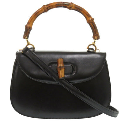 Gucci Black Leather Bamboo