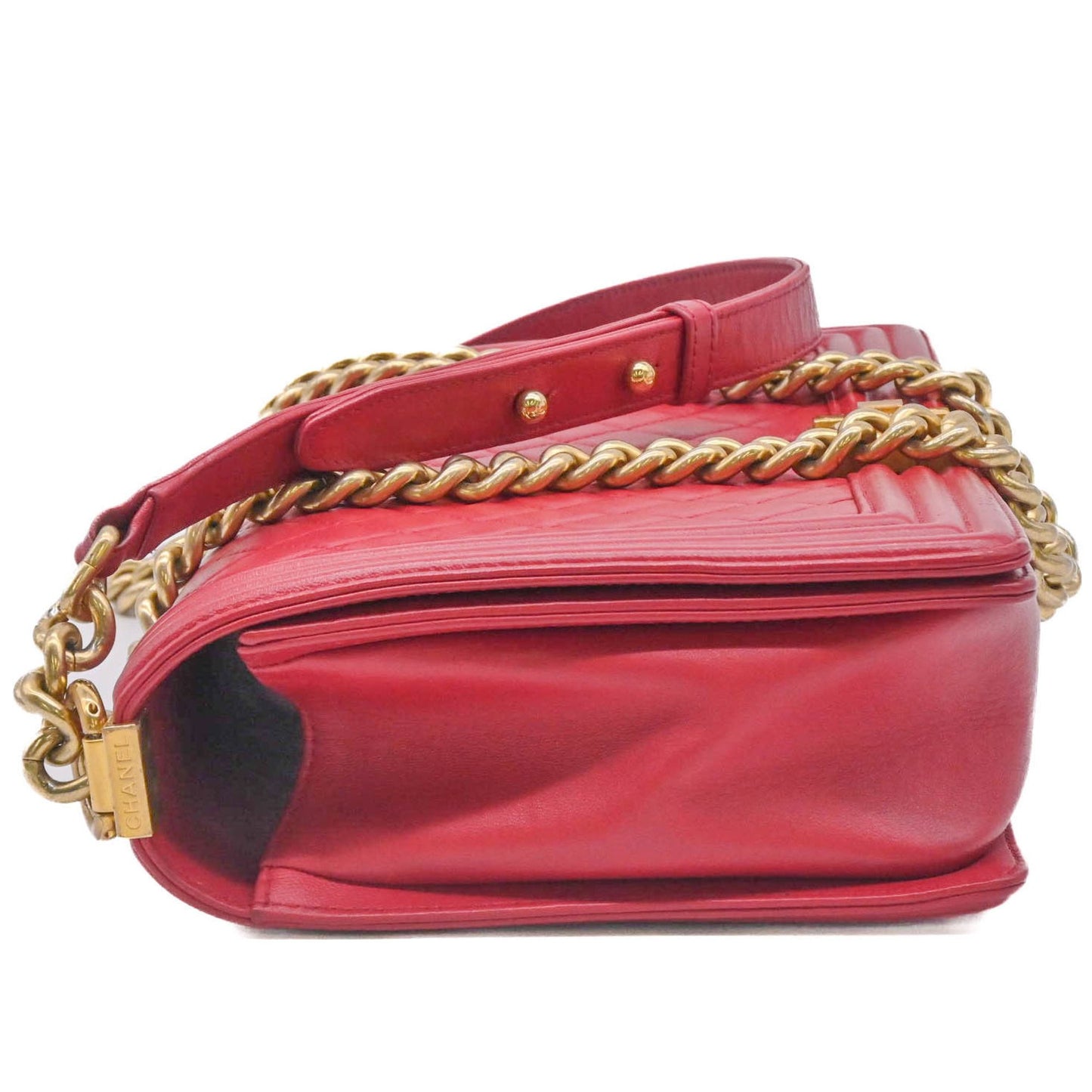 Chanel Red Leather Boy