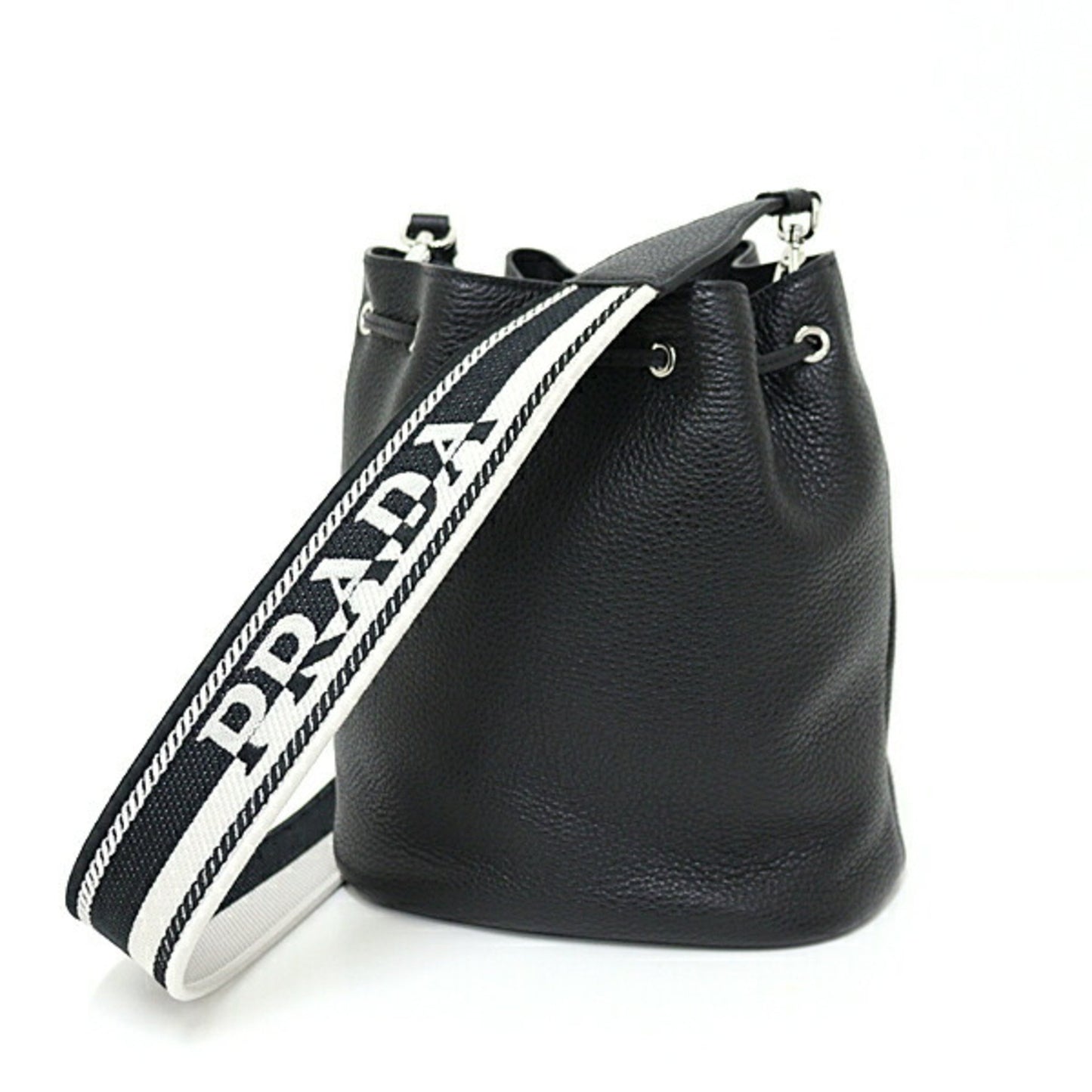 Prada Black Leather Bucket Bag