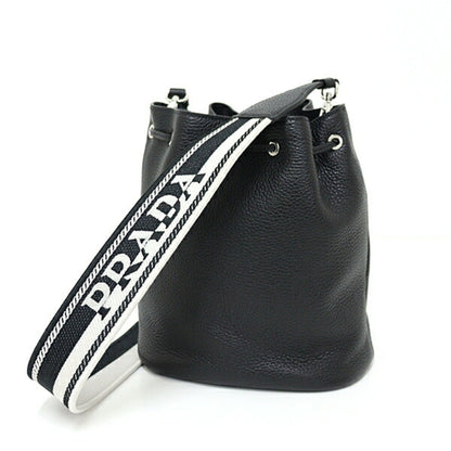 Prada Black Leather Bucket Bag