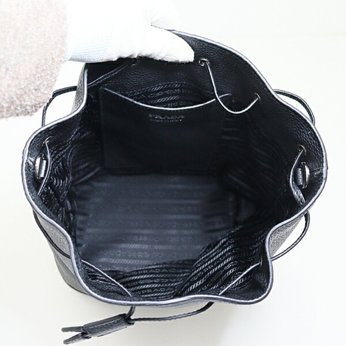 Prada Black Leather Bucket Bag