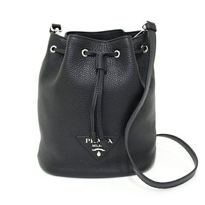Prada Black Leather Bucket Bag