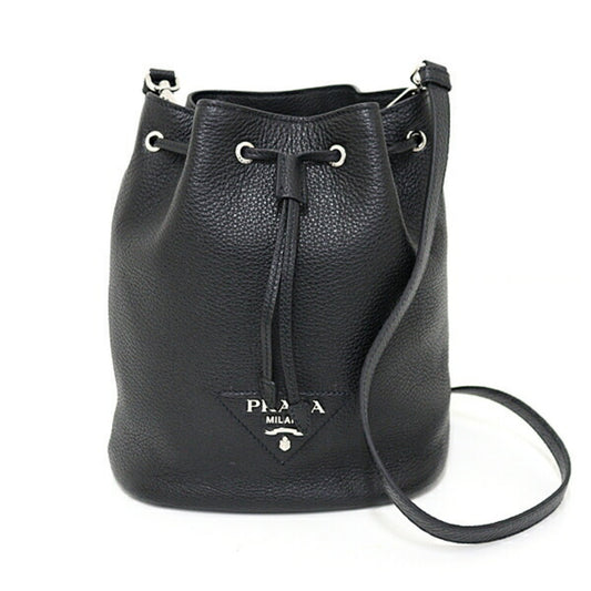 Prada Black Leather Bucket Bag