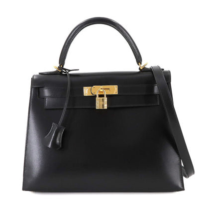 Hermès Black Leather Kelly 28