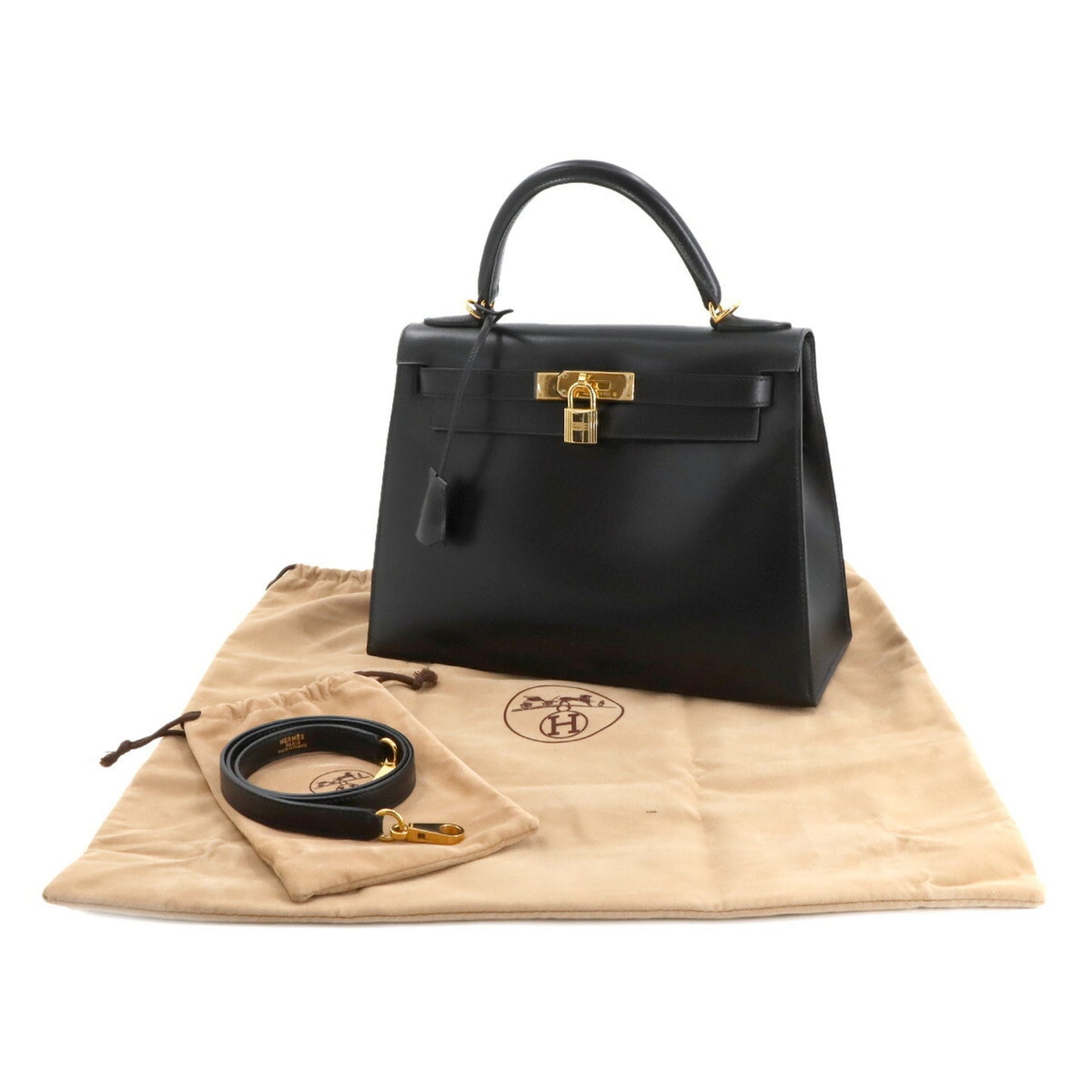 Hermès Black Leather Kelly 28