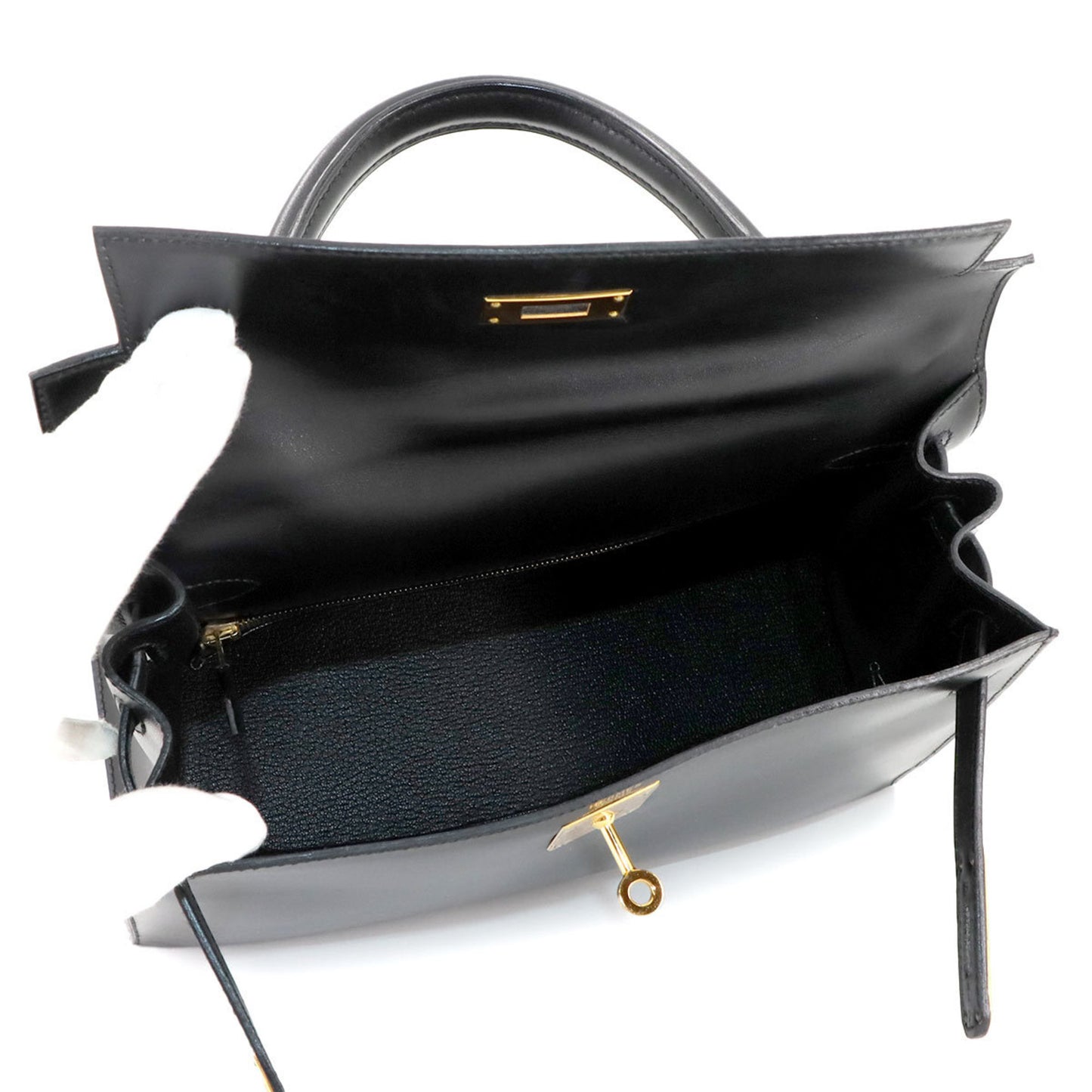 Hermès Black Leather Kelly 28