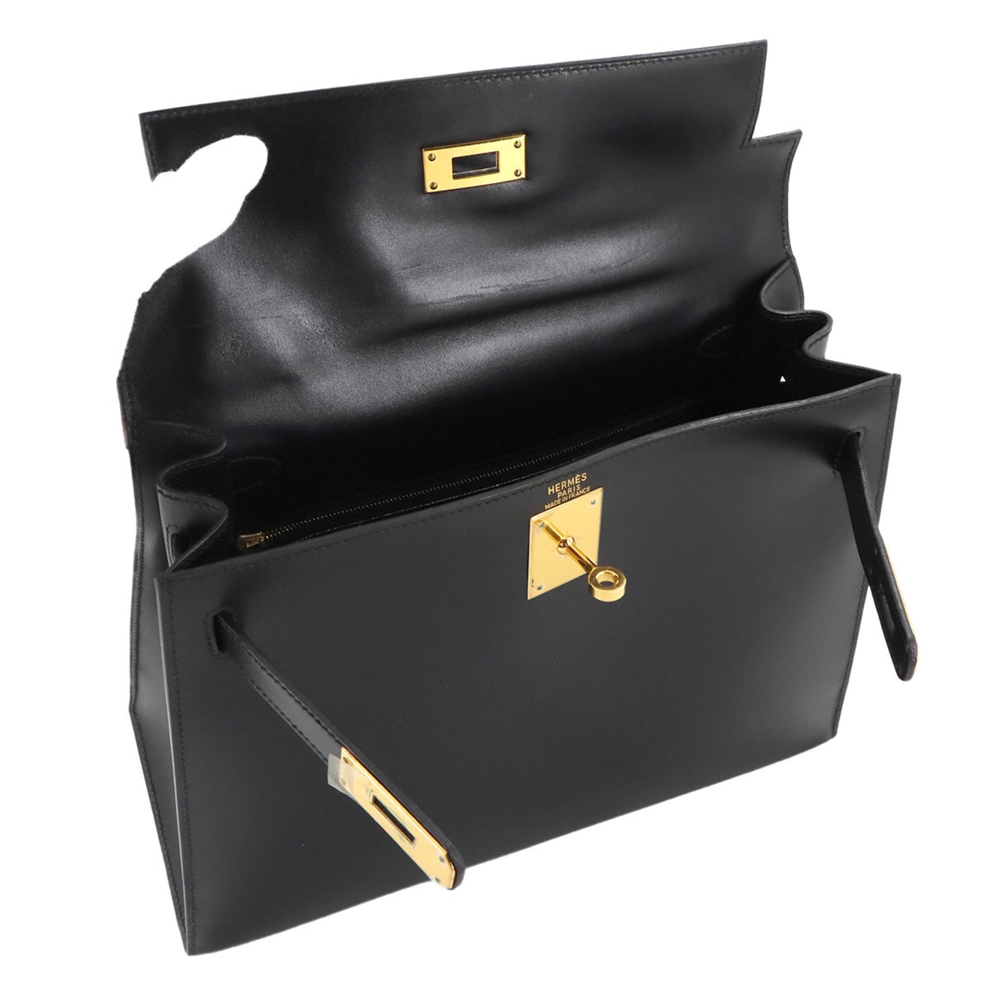 Hermès Black Leather Kelly 28