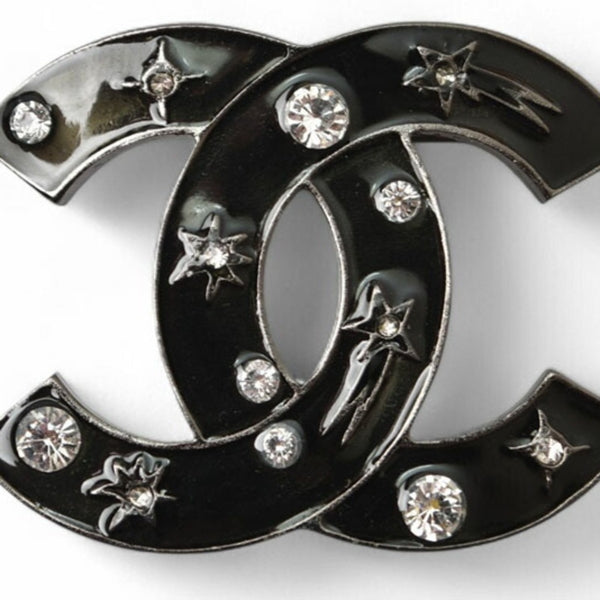 Chanel Black Plastic Brooch