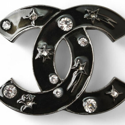 Chanel Black Plastic Brooch