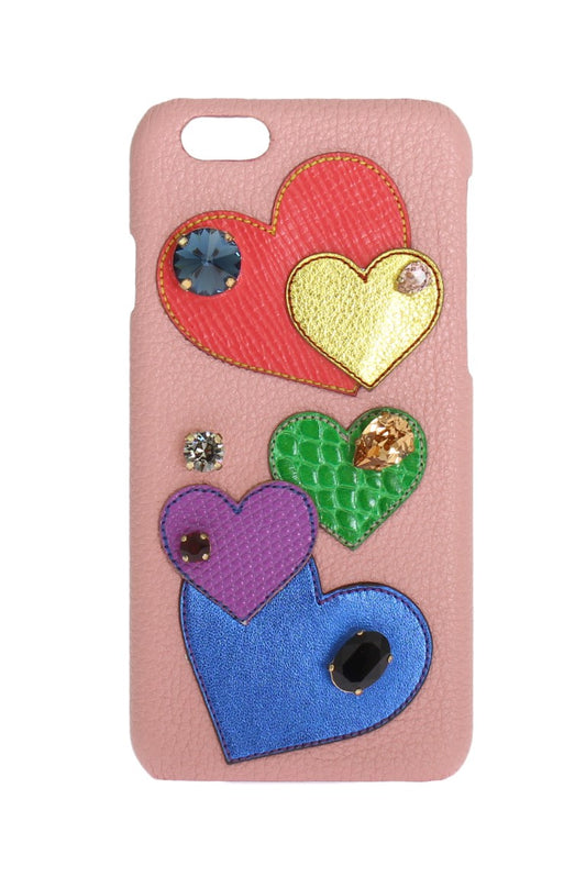 Dolce & Gabbana Chic Pink Leather Crystal Iphone Case