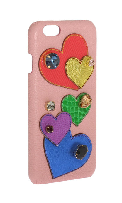 Dolce & Gabbana Chic Pink Leather Crystal Iphone Case