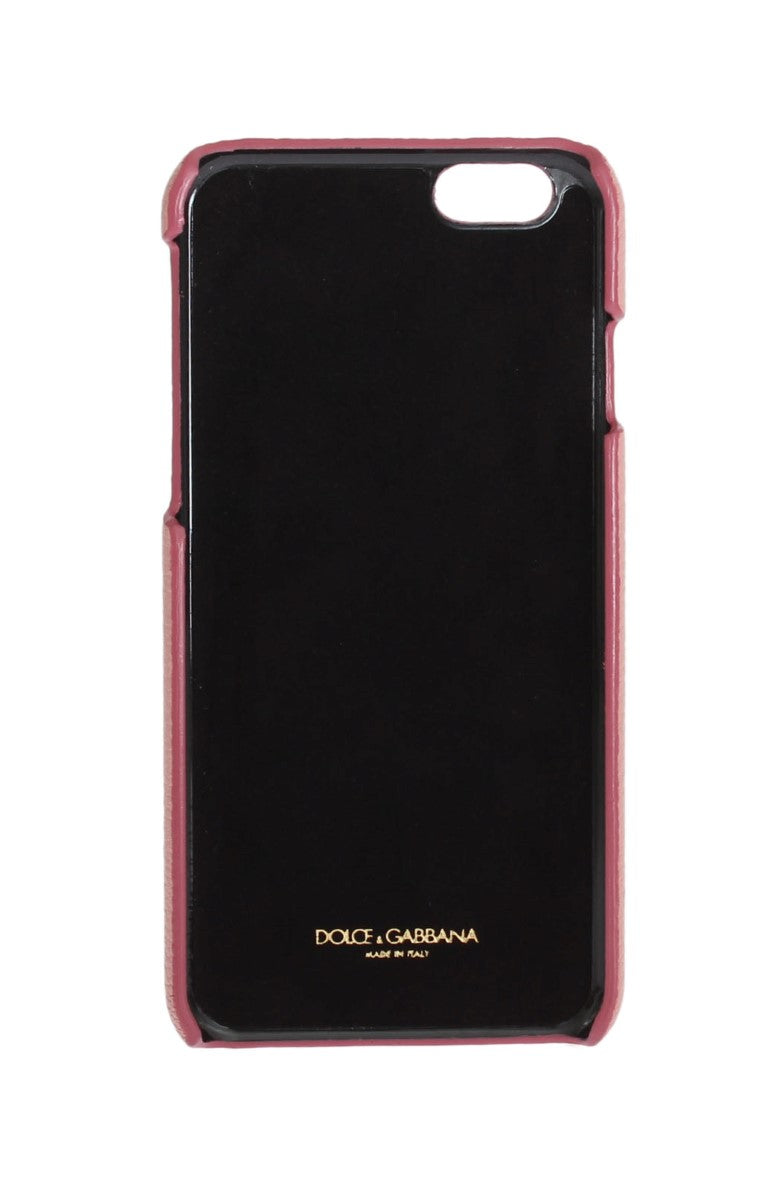 Dolce & Gabbana Chic Pink Leather Crystal Iphone Case