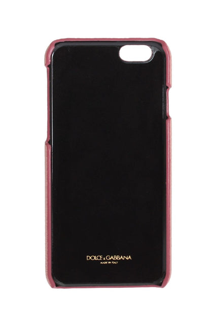 Dolce & Gabbana Chic Pink Leather Crystal Iphone Case