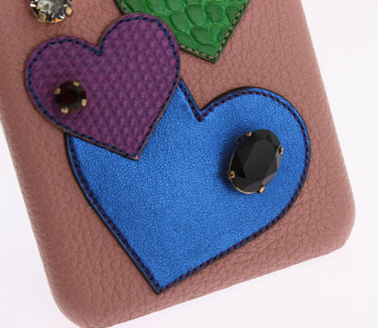 Dolce & Gabbana Chic Pink Leather Crystal Iphone Case