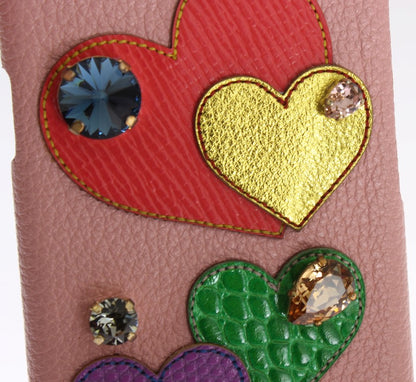 Dolce & Gabbana Chic Pink Leather Crystal Iphone Case