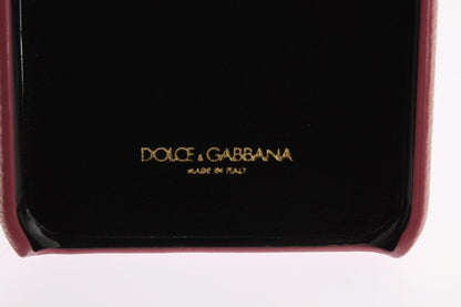 Dolce & Gabbana Chic Pink Leather Crystal Iphone Case