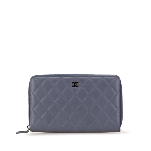 Chanel CC Quilted Lambskin Zip Around Wallet (21330)