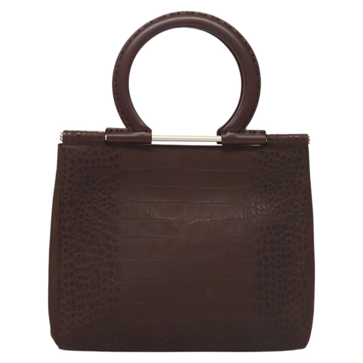 Salvatore Ferragamo Brown Leather Iconic Top Handle