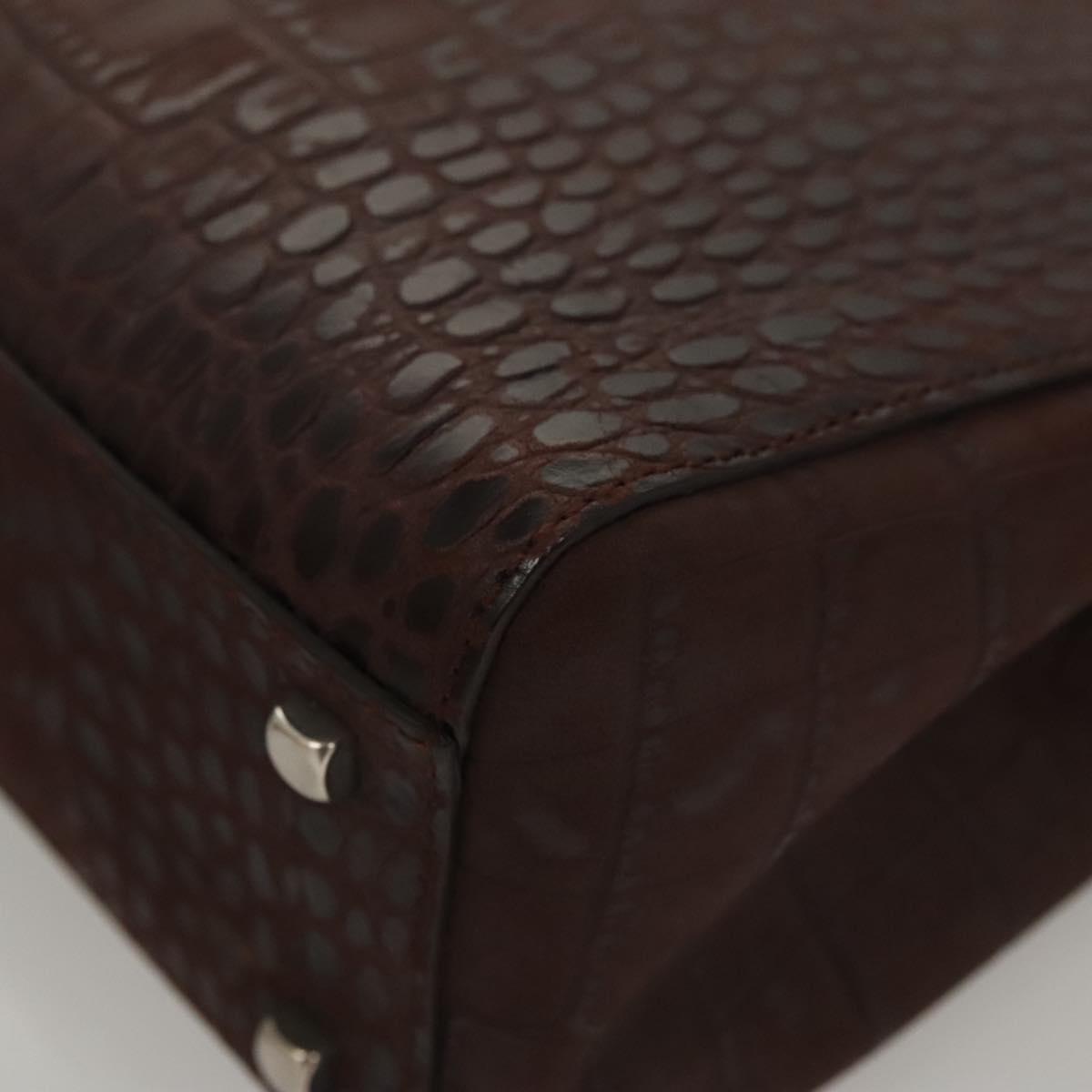 Salvatore Ferragamo Brown Leather Iconic Top Handle