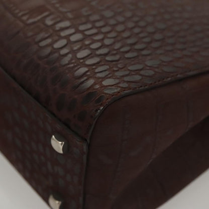 Salvatore Ferragamo Brown Leather Iconic Top Handle