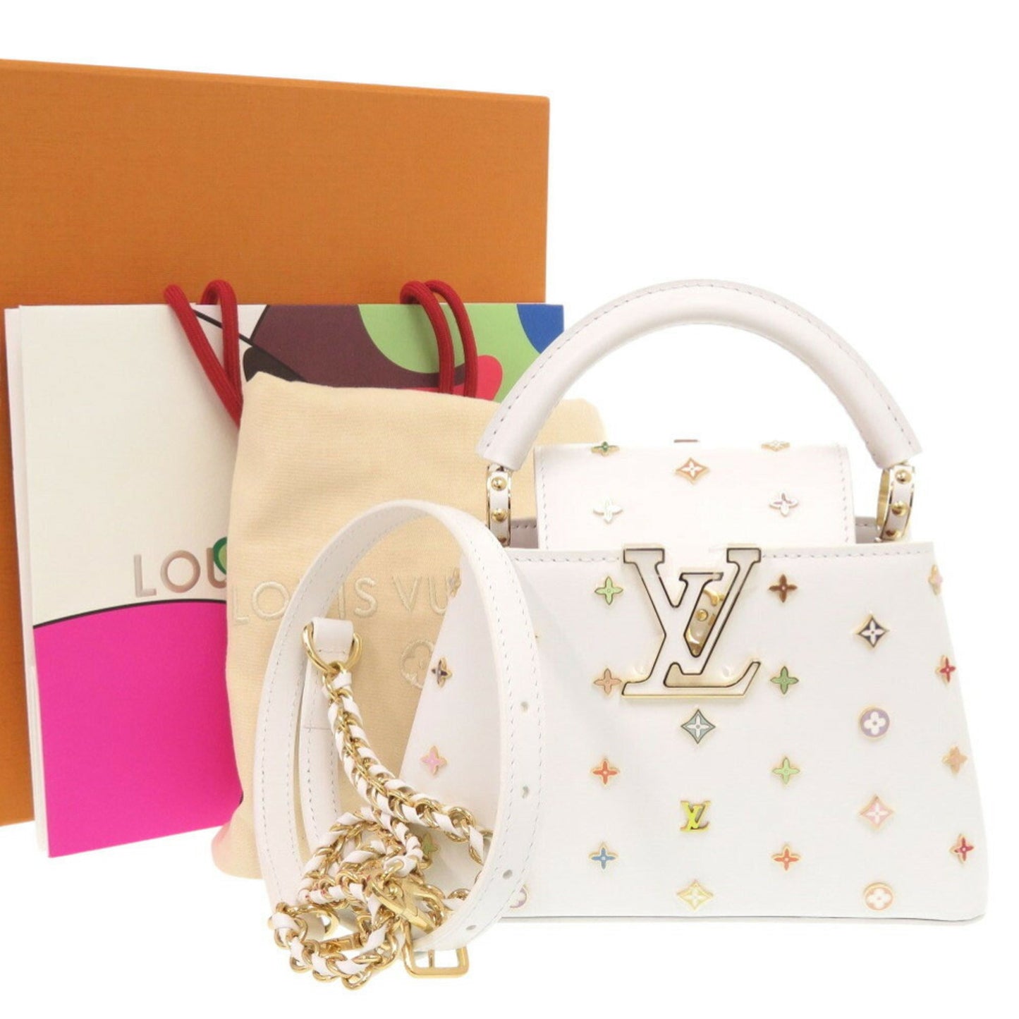 Louis Vuitton White Leather Capucines
