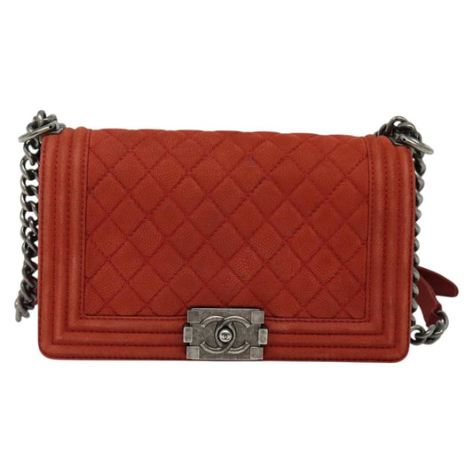 Chanel Red Leather Boy