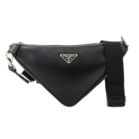 Prada Black Leather Triangle Logo