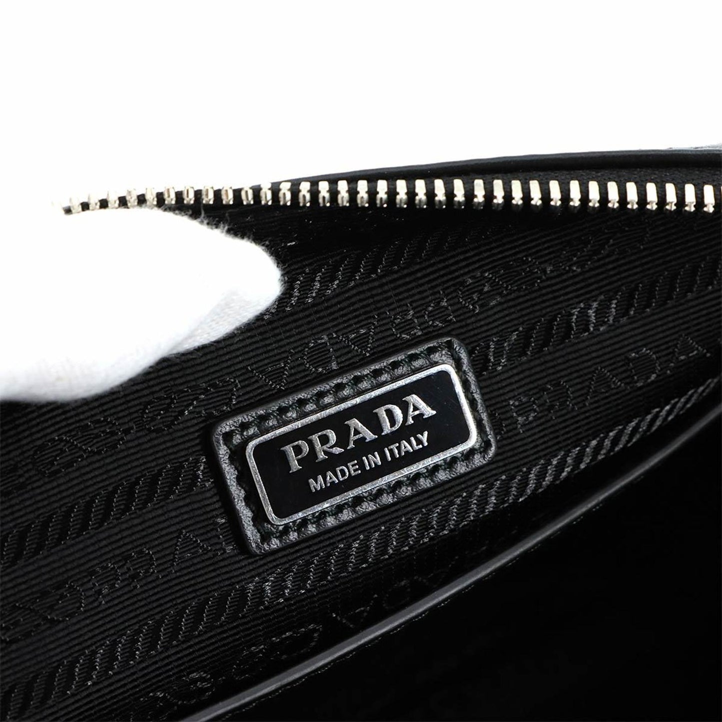 Prada Black Leather Triangle Logo