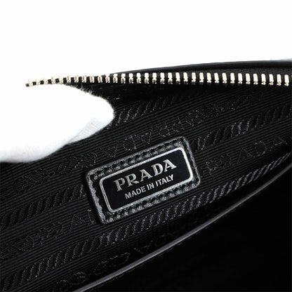Prada Black Leather Triangle Logo