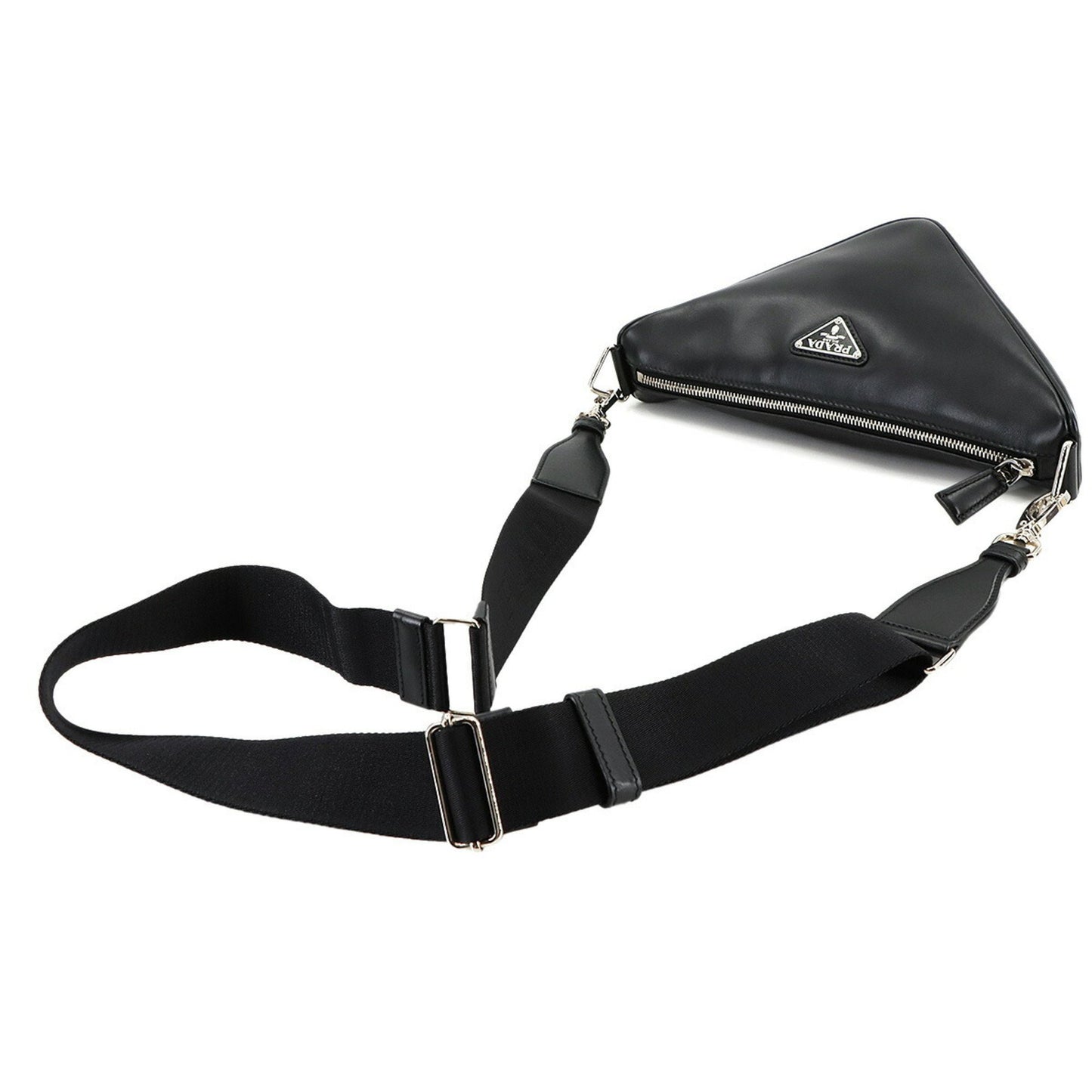 Prada Black Leather Triangle Logo