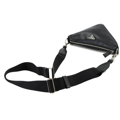 Prada Black Leather Triangle Logo