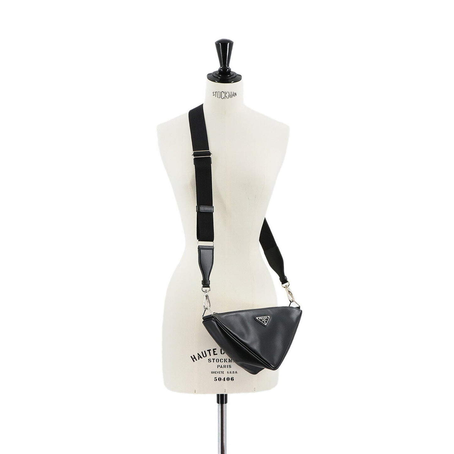 Prada Black Leather Triangle Logo