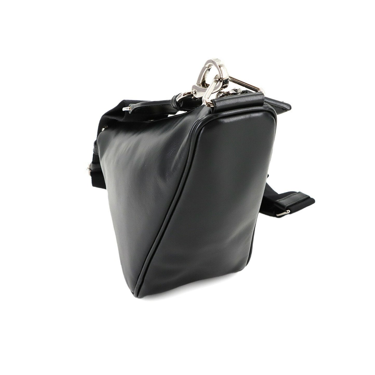 Prada Black Leather Triangle Logo